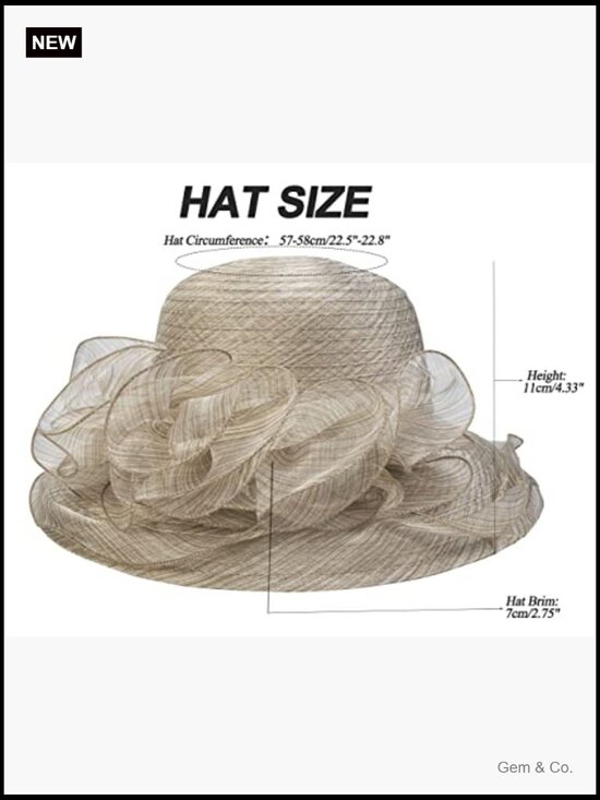 Vintage Organza Bucket Hat Sun Hat Cloche Bowler Fascinator Adjustable main image 6